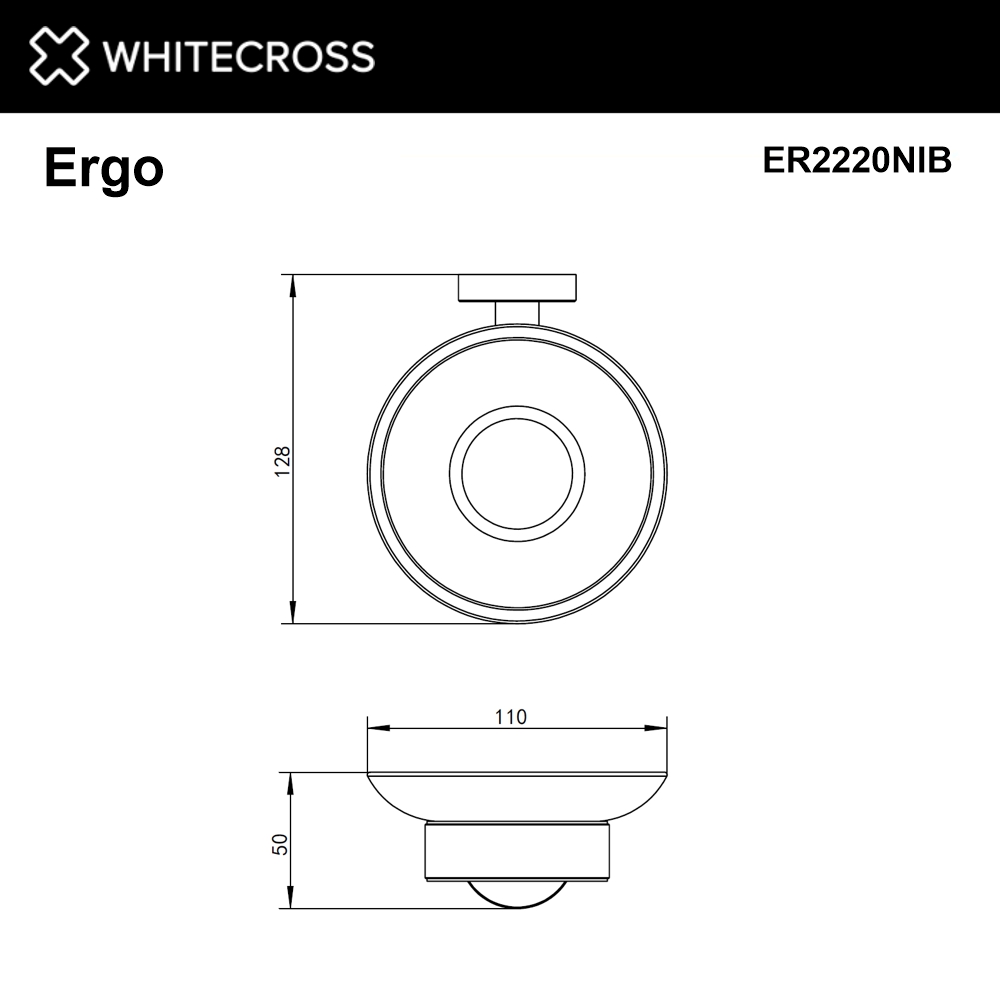 Whitecross Ergo Мыльница со стеклянной чашей, подвесная цвет: никель брашированный ER2220NIB