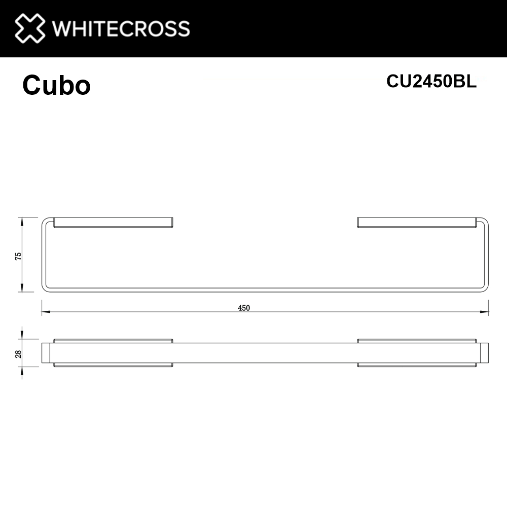Whitecross Cubo Полотенцедержатель 45 см, цвет: черный матовый CU2450BL