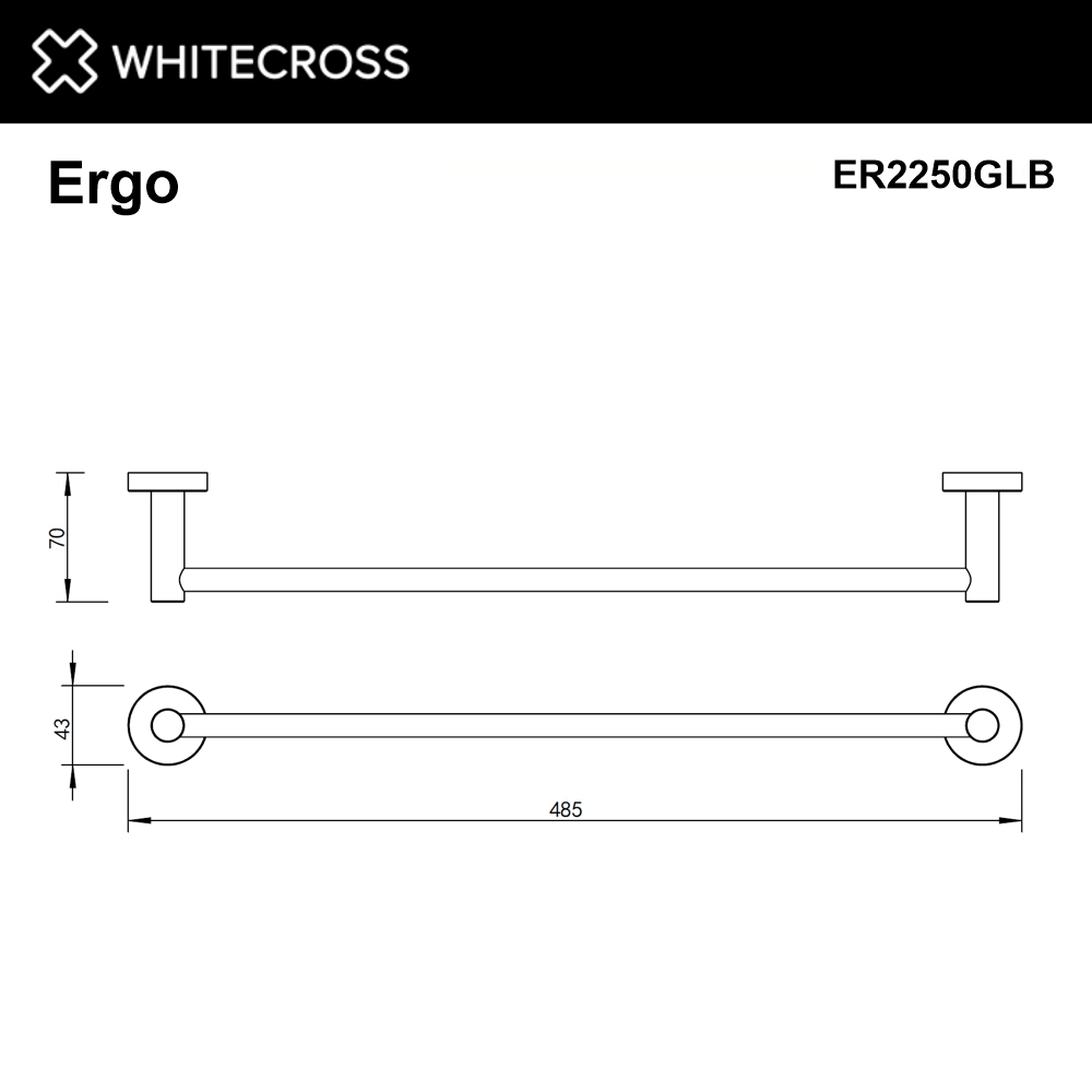 Whitecross Ergo Полотенцедержатель 48.5 см, цвет: золото брашированное ER2250GLB