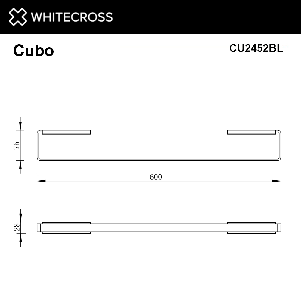 Whitecross Cubo Полотенцедержатель 60 см, цвет: черный матовый CU2452BL