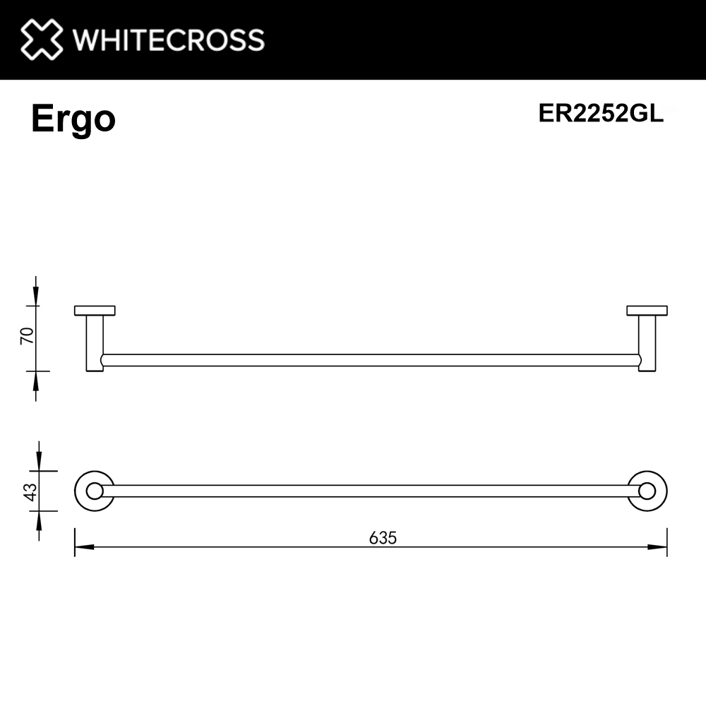 Whitecross Ergo Полотенцедержатель 63.5 см, цвет: золото глянцевое ER2252GL