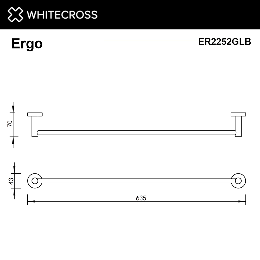 Whitecross Ergo Полотенцедержатель 63.5 см, цвет: золото брашированное ER2252GLB