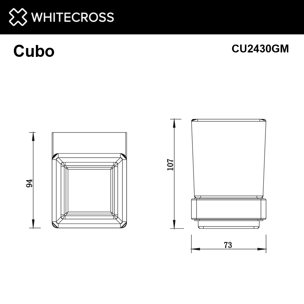 Whitecross Cubo Стакан подвесной, стеклянный, цвет: оружейная сталь CU2430GM