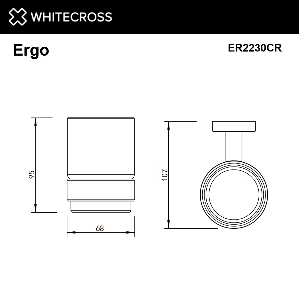 Whitecross Ergo Стакан подвесной, стеклянный, цвет: хром глянцевый ER2230CR