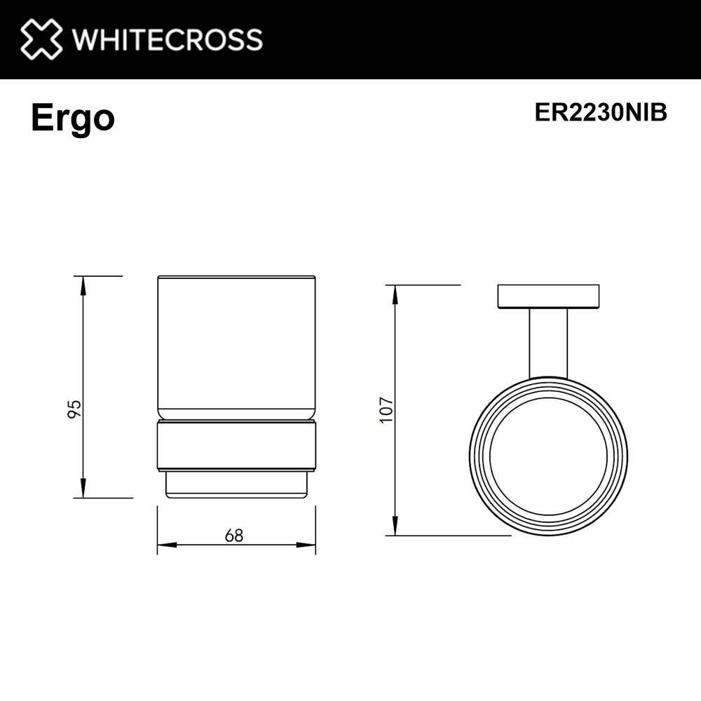 Whitecross Ergo Стакан подвесной, стеклянный, цвет: никель брашированный ER2230NIB