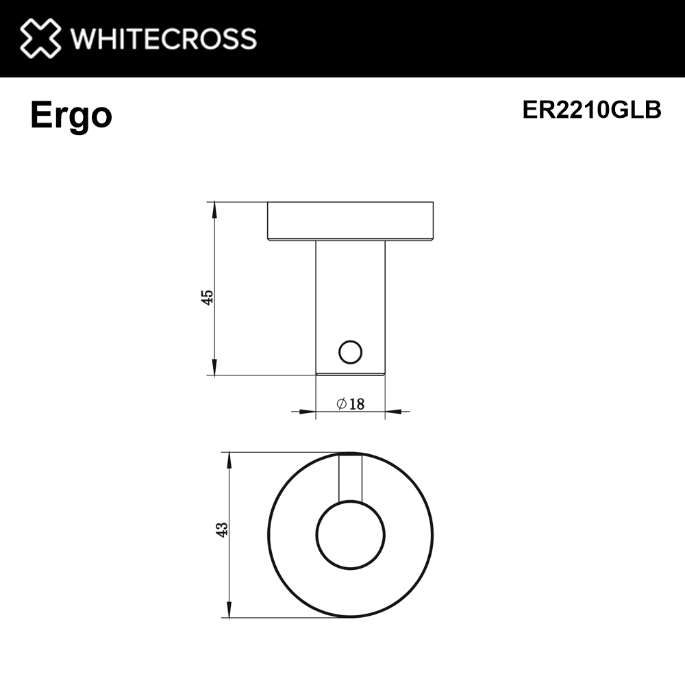 Whitecross Ergo Крючок одинарный цвет: золото брашированное ER2210GLB