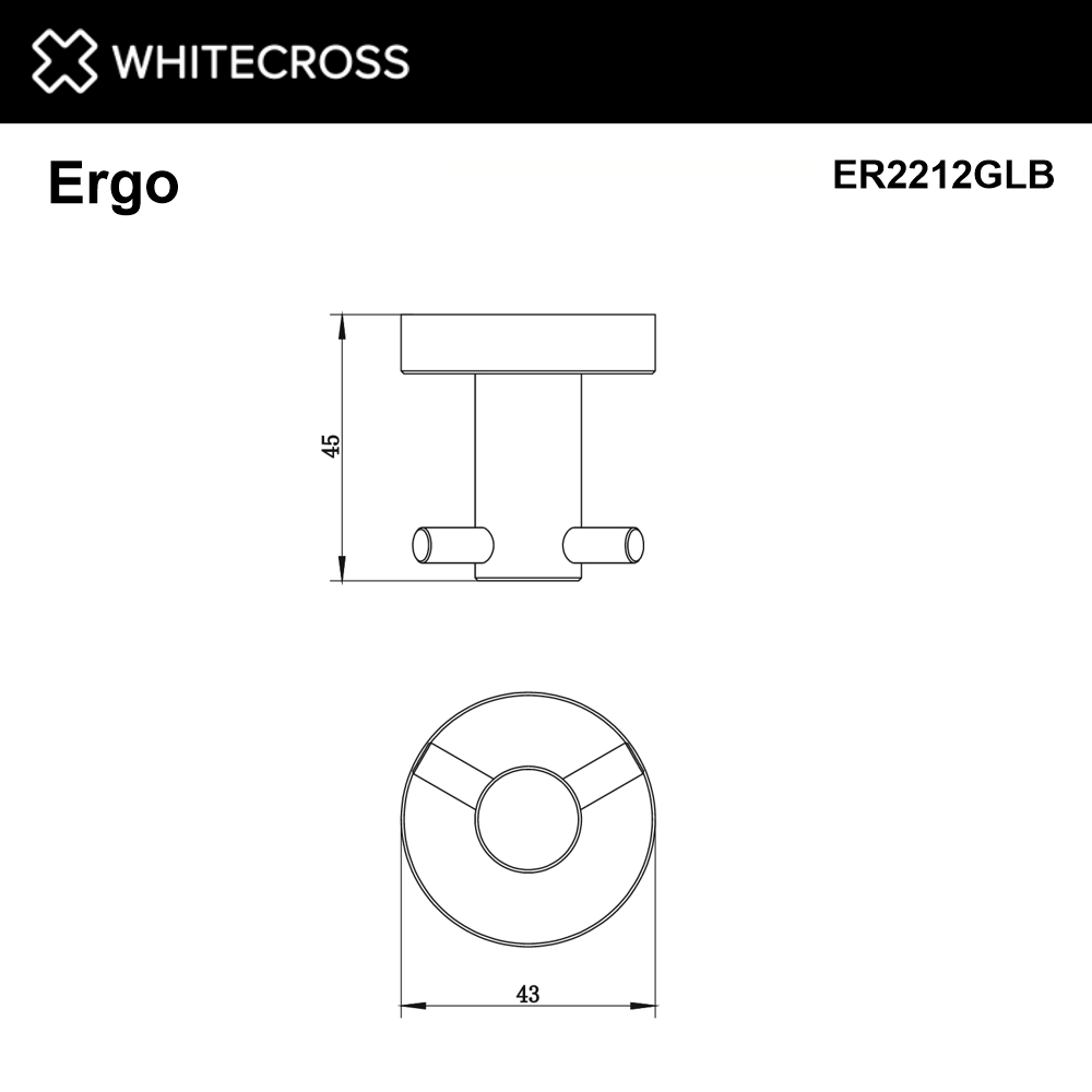Whitecross Ergo Крючок двойной цвет: золото брашированное ER2212GLB