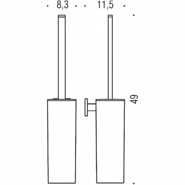 Colombo Design Basic Q Ершик для унитаза подвесной, с латунной колбой, цвет: matt black B3707.NM