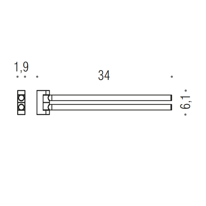 Colombo Design Mini Полотенцедержатель двойной 34 см, подвесной, цвет: chrome B4012.CR