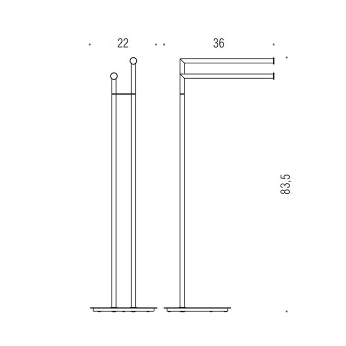Colombo Design Mini Стойка с двойным полотенцедержателем 83,5x36 см, напольная, цвет: chrome B4038.CR