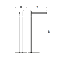 Colombo Design Mini Стойка с двойным полотенцедержателем 83,5x36 см, напольная, цвет: chrome B4038.CR