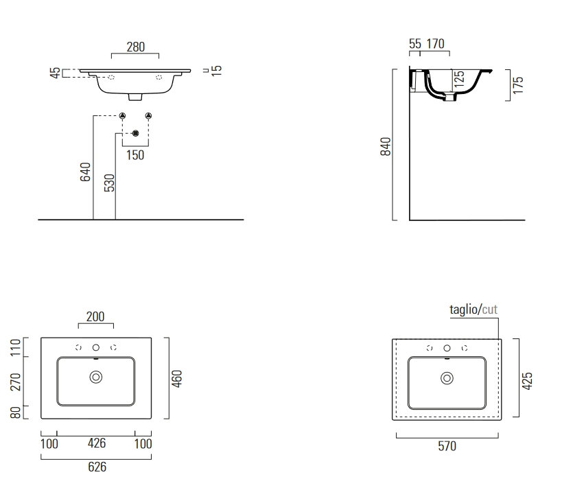 GSI Pura Раковина подвесная/накладная 62,6x46 см, 1 отверстие, с переливом, цвет: белый глянцевый 8884111