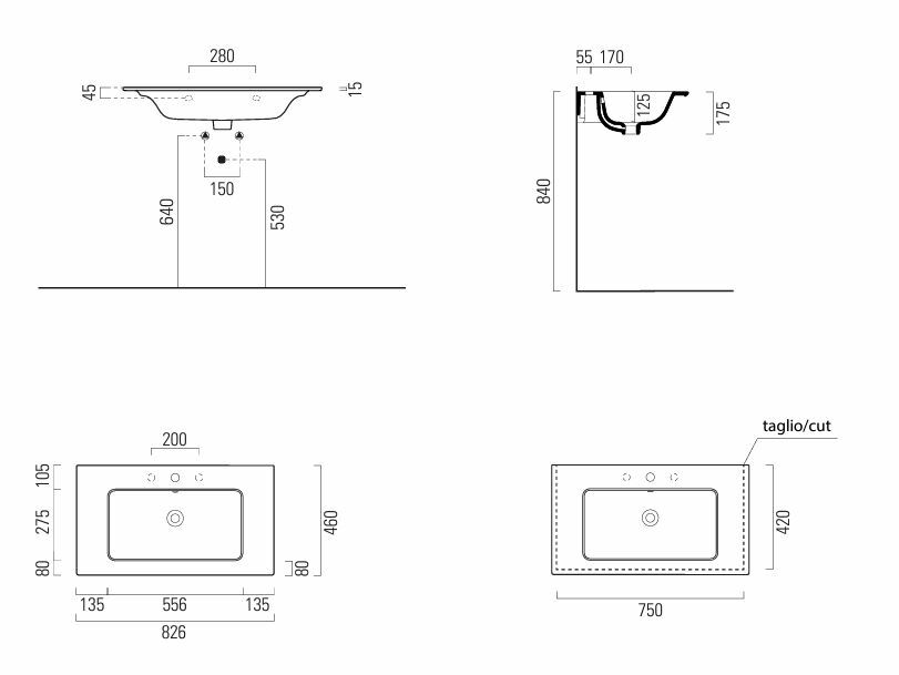 GSI Pura Раковина подвесная/накладная 82,6x46 см, 1 отверстие, с переливом, цвет: white matt 8885109