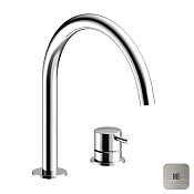 Almar Round Смеситель для раковины на 2 отверстия, без д/к, излив 22,1 см, цвет: nickel brushed E214005.NB