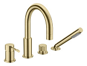 Boheme Uno Spirale Смеситель на борт ванны, на 4 отверстия, с ручным душем, цвет: matt gold 460-MG