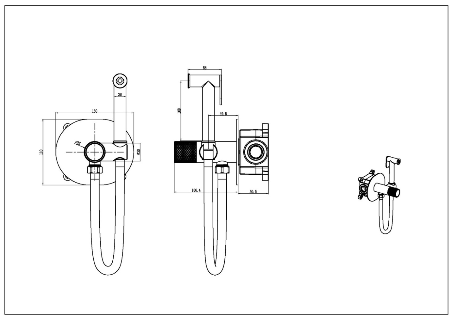 Boheme Tech Touch Гигиенический душ со смесителем и встраиваемой частью, цвет: nickel brush 157-NB