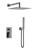 Boheme Qubic Душевой комплект встраиваемый - смеситель, верхний, ручной душ, шланг, цвет: gun metall 474-3-GM