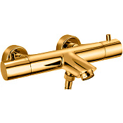 Paffoni Light Смеситель термостатический для ванны и душа, излив 16 см, цвет: медовое золото LIQ022HGSP