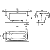 Kaldewei Cayono Стальная ванна 160х70, встраиваемая, цвет: белый 274800010001