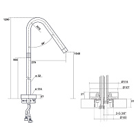 Kerasan Смеситель для раковины, напольный, с прогрессивным картриджем, цвет: нерж. сталь сатин. 756198 NEW