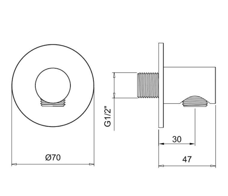 Almar Round Шланговое подключение для лейки с держателем, цвет: nickel brushed E095040.NB
