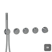 Almar Push Round Термостат для душа, внешняя часть на 3 потребителя, цвет: brushed gun metal E180434.GM