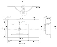 Sanvit Раковина накладная 121х46 см, левая с переливом, 1 отверстие под смеситель, цвет: белый r9120L