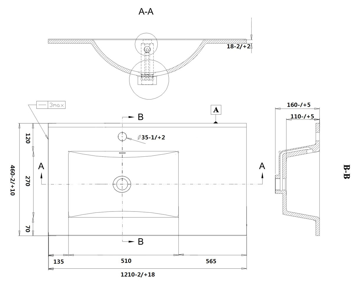 Sanvit Раковина накладная 121х46 см, правая с переливом, 1 отверстие под смеситель, цвет: белый r9120R