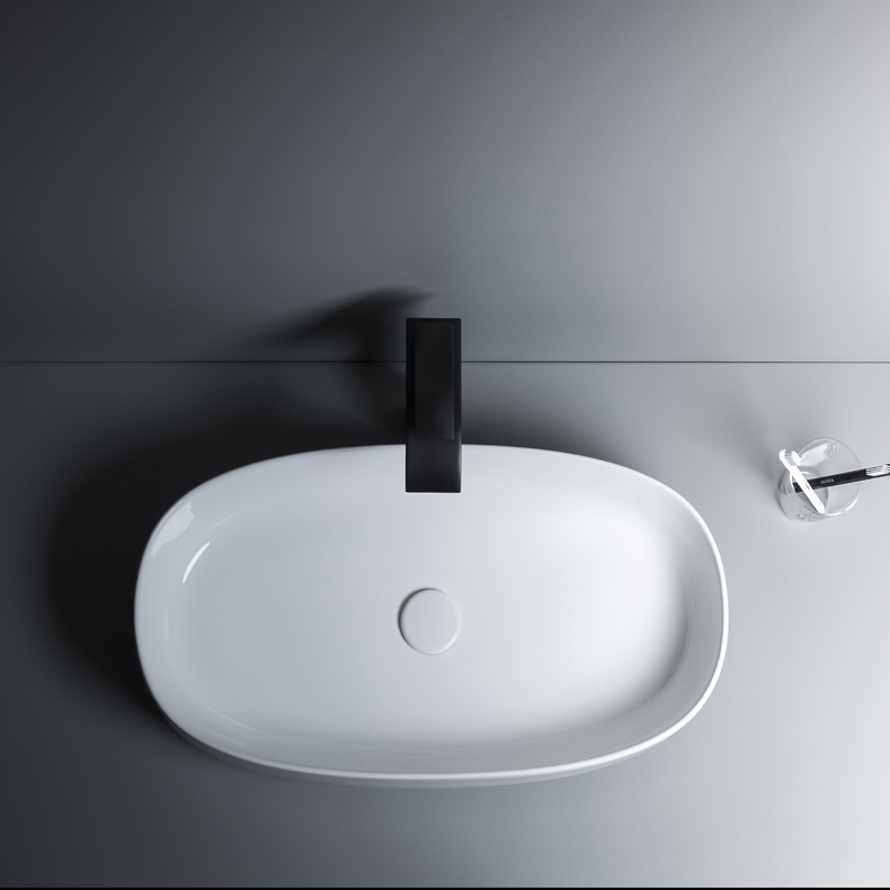 Sanvit Раковина накладная 68х35х14h см, без перелива и отверстия под смеситель, цвет: белый r281A