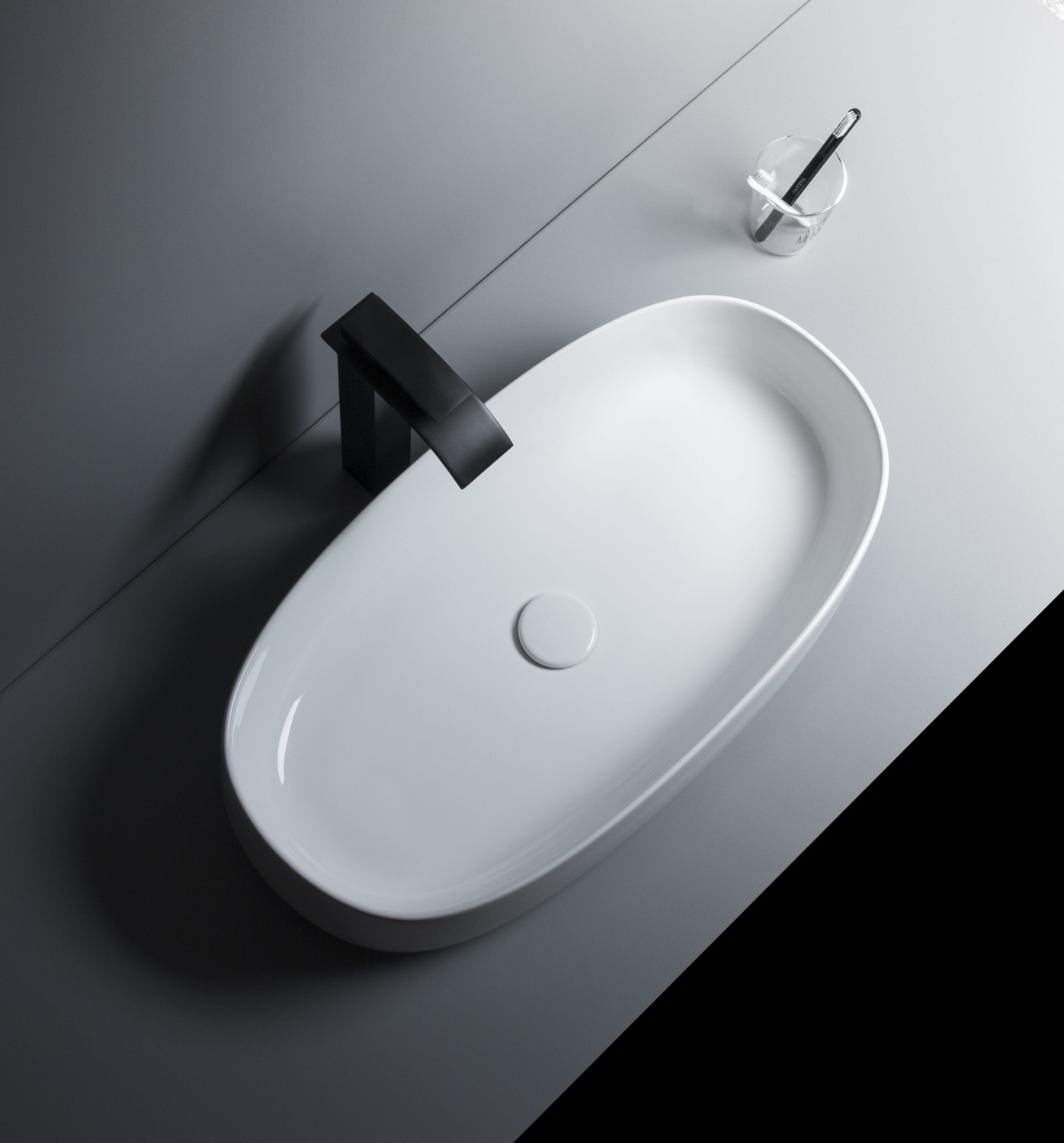 Sanvit Раковина накладная 68х35х14h см, без перелива и отверстия под смеситель, цвет: белый r281A