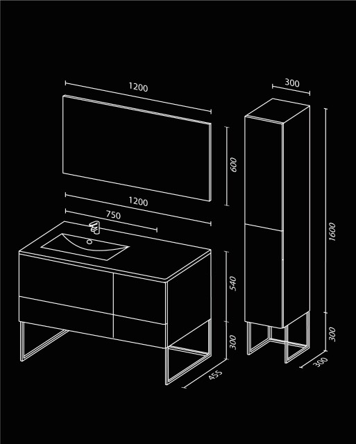 Sanvit Лира Рама для тумбы 30х27х30h см, прямоугольная, цвет: черный матовый rplirabl