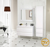 Sanvit Тема Тумба подвесная для ванной комнаты, 120х46х48h см, 2 выдвижных ящика, цвет: белый ktema120