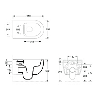 Alice Unica Унитаз подвесной 35х55 см безободковый с крышкой микролифт, цвет: черный матовый 32240108SET