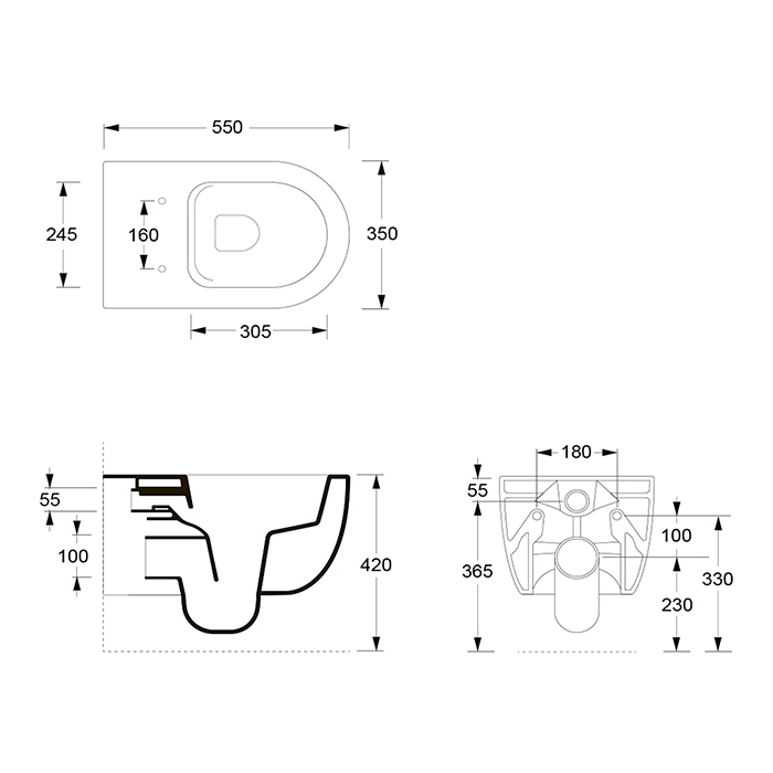 Alice Unica Унитаз подвесной 35х55 см безободковый без крышки, цвет: белый матовый 32240109