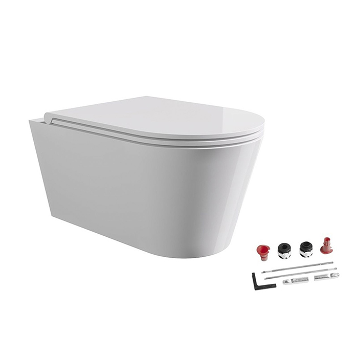 Alice Hide Унитаз подвесной 37х57 см безободковый с крышкой микролифт, цвет: белый 31170101SET