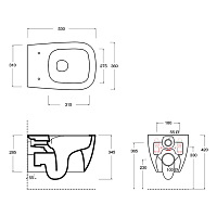 Alice Wunder Унитаз подвесной 36х53 см безободковый без крышки, цвет: черный матовый 45000108