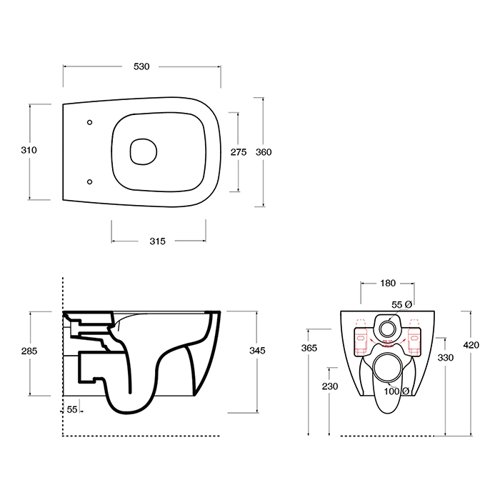 Alice Wunder Унитаз подвесной 36х53 см безободковый с крышкой микролифт, цвет: белый матовый 45000109SET