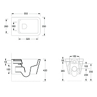 Alice Hide Унитаз подвесной 35х55 см безободковый с крышкой микролифт, цвет: белый 31210101SET