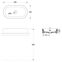 Alice Spy Раковина чаша 65х35х12h см, без перелива, цвет: черный матовый 34240108