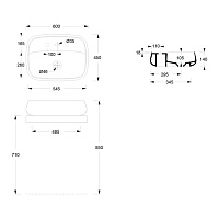 Alice Nur Раковина чаша 60х45х14h см, без перелива, цвет: черный матовый 33210108