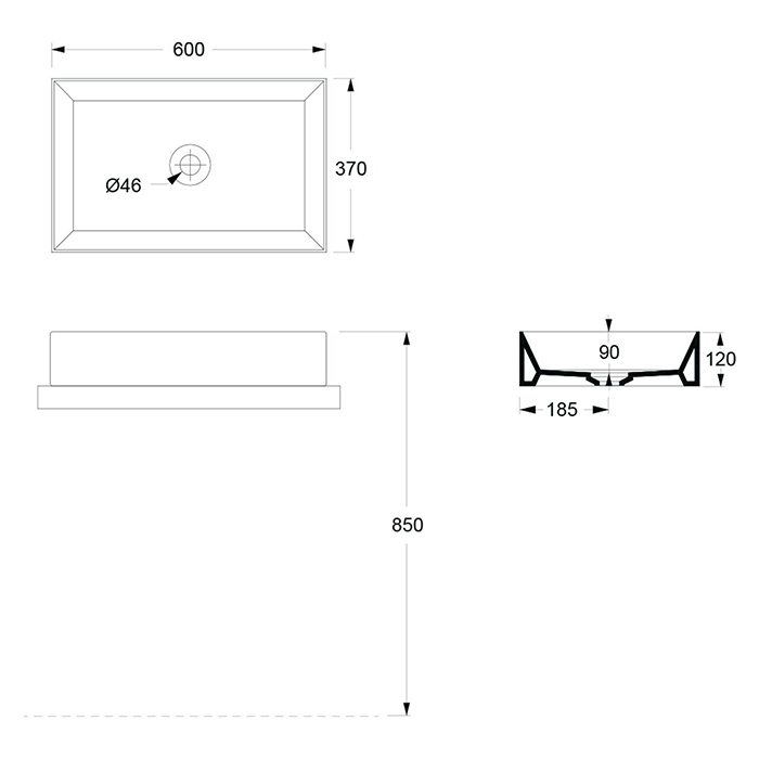 Alice Spy Раковина чаша 60х37х12h см, без перелива, цвет: белый матовый 34250109