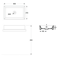 Alice Spy Раковина чаша 60х37х12h см, без перелива, цвет: черный матовый 34250108