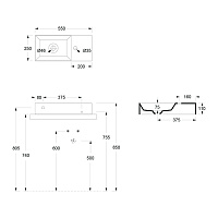 Alice Spy Раковина подвесная 55х25х11h см, без перелива, цвет: белый 34100101