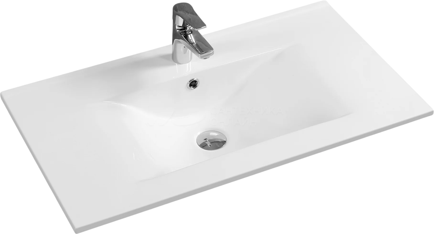 Sanvit Раковина накладная 82х46 см, с переливом, 1 отверстие под смеситель, цвет: белый r9080d