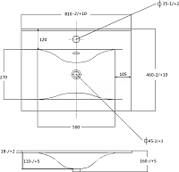 Sanvit Раковина накладная 82х46 см, с переливом, 1 отверстие под смеситель, цвет: белый r9080d