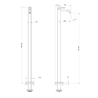 Gessi Flessa Смеситель для ванны напольный, излив 15,6 см, внешняя часть, цвет: matte black 54097#299