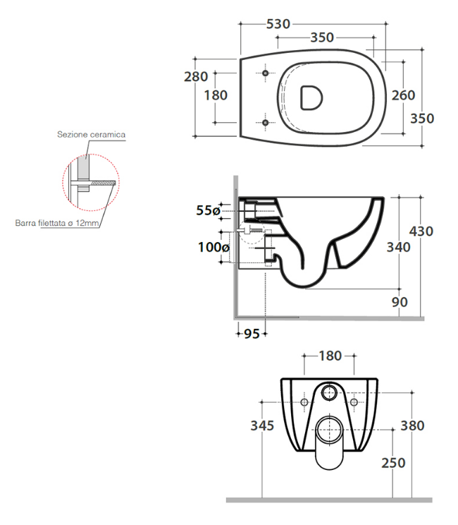 Globo Daily Унитаз подвесной 53х35, безободковый, с системой скрытого крепежа, цвет: белый глянцевый DNS02BI