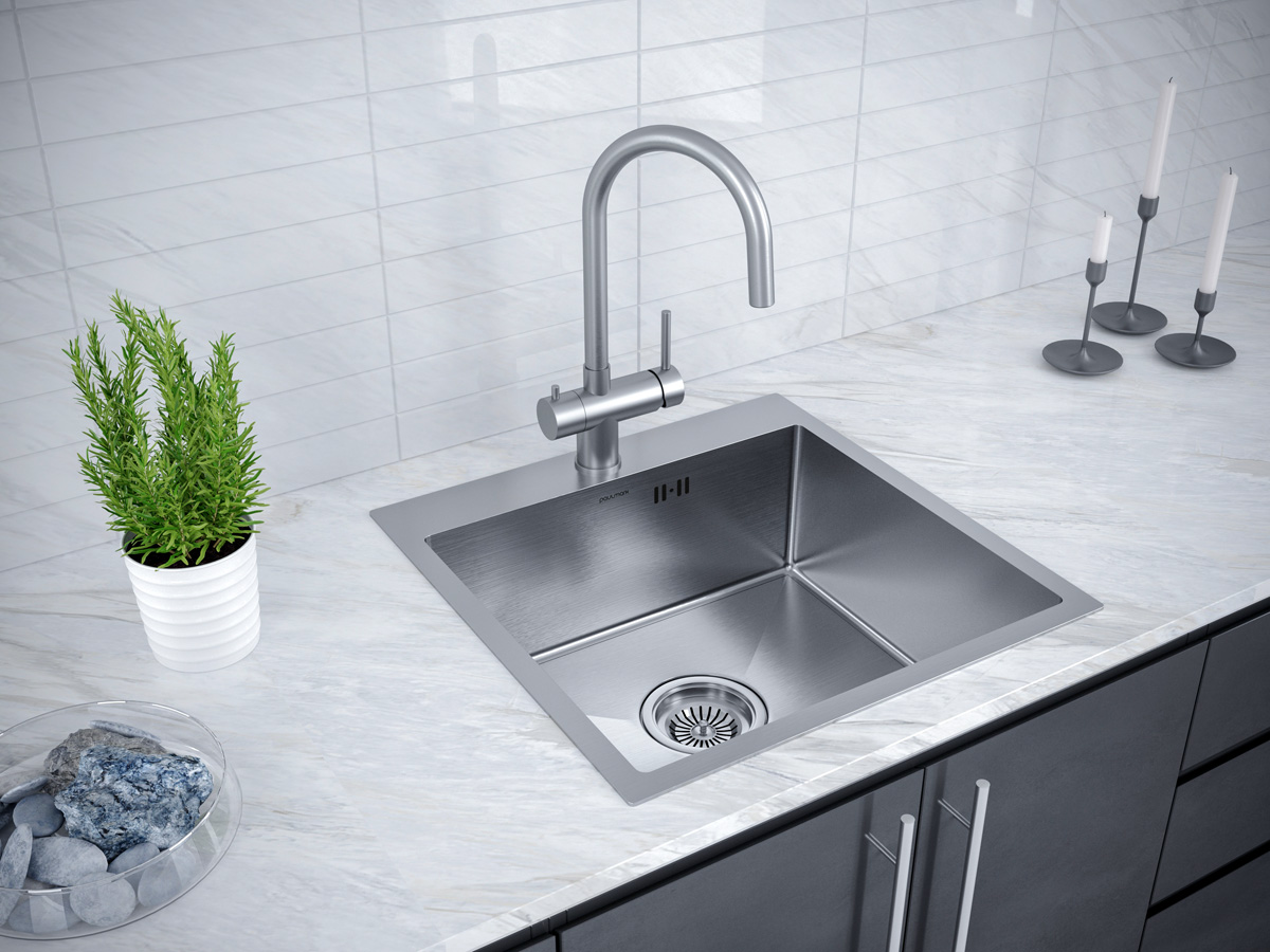 Paulmark Kroner Кухонная мойка нержавеющая сталь 59x51 см, цвет: брашированная сталь PM215951-BS