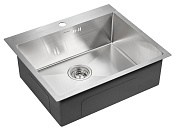 Paulmark Kroner Кухонная мойка нержавеющая сталь 59x51 см, цвет: брашированная сталь PM215951-BS