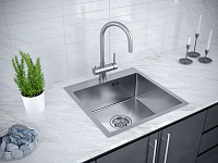 Paulmark Kroner Кухонная мойка нержавеющая сталь 59x51 см, цвет: брашированная сталь PM215951-BS